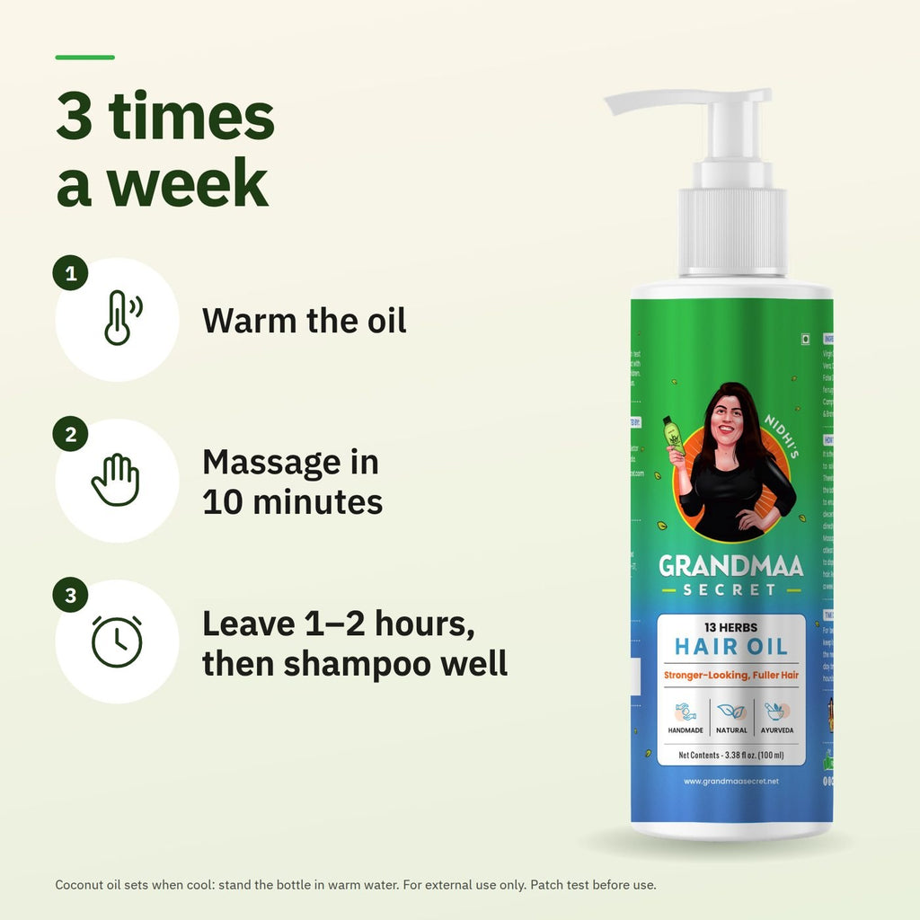 How to use: warm the oil, massage in 10 minutes, leave 1-2 hours, then shampoo well